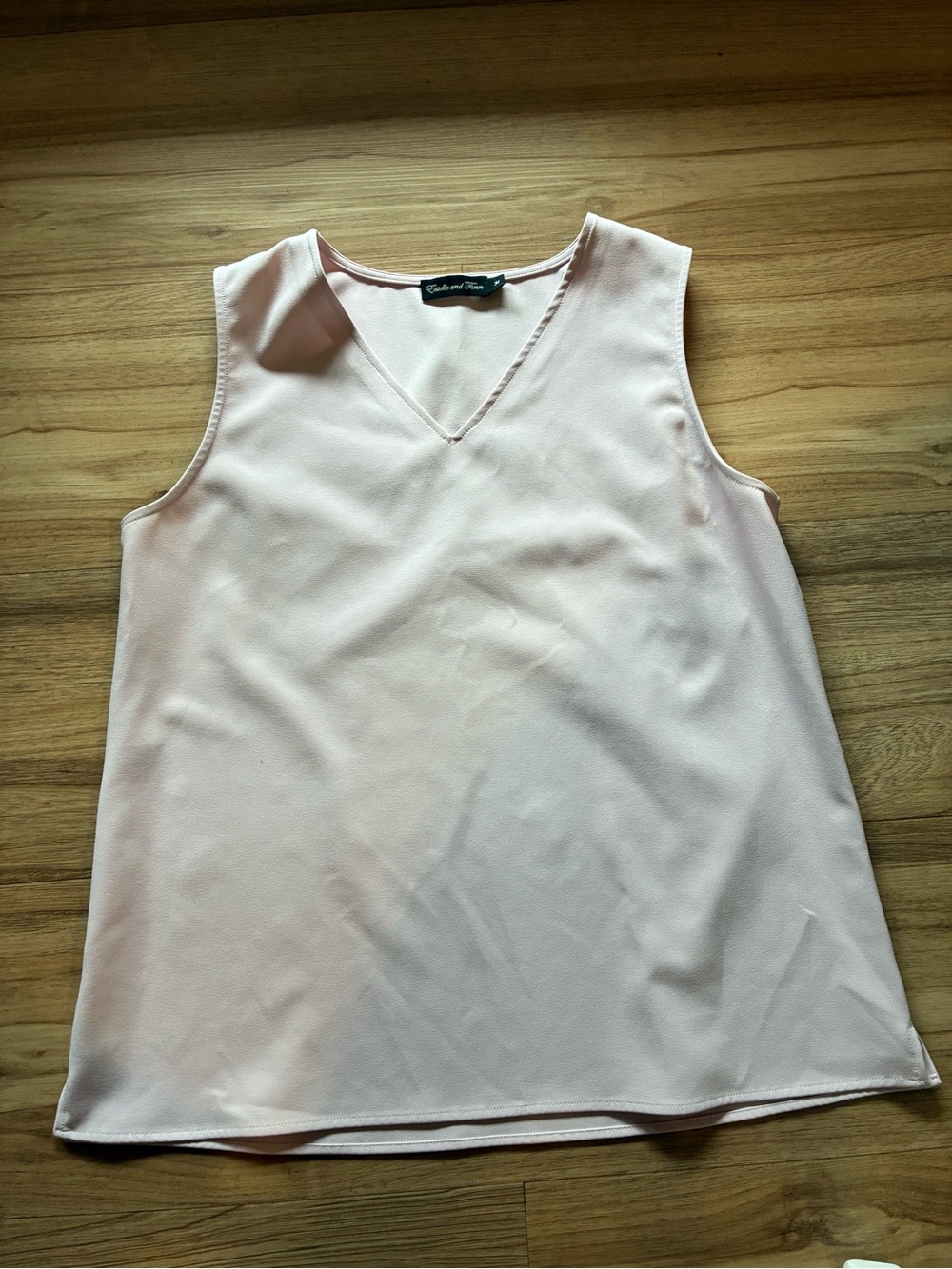 Estelle and Finn V-Neck Sleeveless Blouse in Light Pink